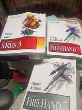 Lot of 3 Vintage Macromedia Software Manuals FreeHand 7 Clipart Fonts & Director picture