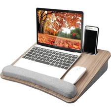 HUANUO Laptop Lap Desk With Cushion Fits Up To 15 6 In Woodgrain picture