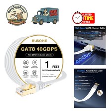 Flat Cat 8 Ethernet Cable 1FT 2-Pack - Ultimate 40Gbps Connection for Streaming picture