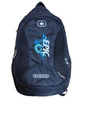 Large Backpack for 15in Laptop Nylon Black/Blue Geometric Padded picture