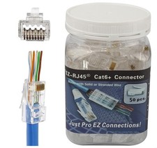 Petechtool Rj45 Cat6a Cat6 Pass Through Connectors 23 Awg Cables 50-Pa picture