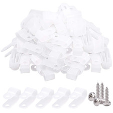 Glarks 120Pcs 3/8 Inch White Nylon Screw Mounting R-Type Cable Clip Wire Clamp w picture