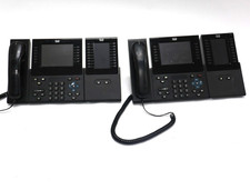 Lot of 2 Cisco CP-9971 IP Desk Phones w/ CP-CKEM Key Expansion Modules & Stand picture