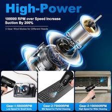 FRESMOL COMPRESSED AIR DUSTER-3 GEAR ADJUSTABLE 100000RPM ELECTRIC AIR -  BLACK picture