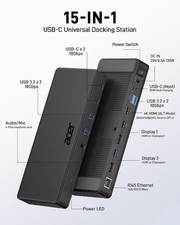 Acer ODK480 15-in-1 USB-C DisplayLink Docking Station Triple 4K HDMI DP 130W New picture
