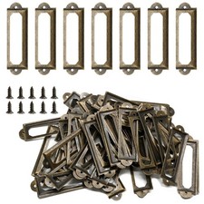 50PCS Metal Label Holders for Drawers Cabinets Antique Bronze 60x17mm picture