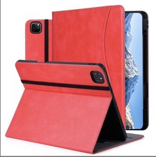 iPad Pro 12.9 Case,  Folio Cover with Pencil Holder and Pocket, 2022/2021, Red picture
