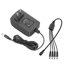 ALITOVE Security Camera Power Supply Adpter 12V 2A with 4 (4-Way), Black  picture