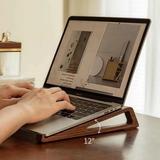 2 Pcs Portable Foldable Wooden Laptop Stand-Ergonomic 12 Adjustable Angle, C picture