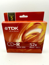 TDK CD-R 52X Recordable Blank Discs 700MB 80Min 5 Pack New Sealed Jewel Cases picture