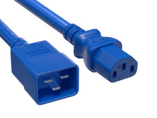 8ft IEC320 C20 to C13 Power Cord, 14AWG, 15A/250V, SJT, Blue picture