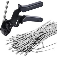 Steel Tie Gun and 100pcs Stainless Steel Zip Ties Kit 7.87in Corrosion Resistant picture