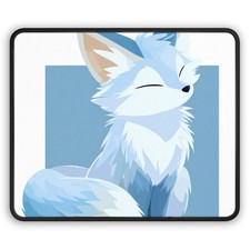 Blue Fox Illustration Gaming Mouse Pad | Cute Arctic Fox Playmat picture