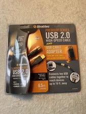 Stratitec USB 2.0 A to B Cable 6.5 Ft + USB Adapter New Sealed Premium Series picture