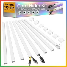 Cord Hider Kit 113.4in White Cable Cover Raceway 1 Wire Wall Mount TV picture