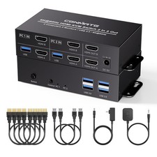 New - Cenmate 8K@60Hz HDMI KVM Switch 2 Monitors 2 Computers, with 4 USB 3.0 picture