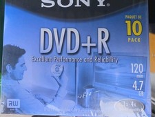 Sony DVD+R 10 Pack Jewel Case 4.7GB 120 Min 1X-16X NEW SEALED  picture