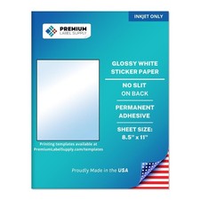 Premium Label Supply Sticker Paper Inkjet Glossy White 10 Sheets picture