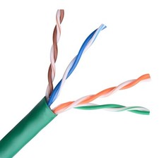CAT5e Plenum CMP 350MHz Ethernet Cable Green 1000FT - 24 AWG SOLID BARE COPPER picture