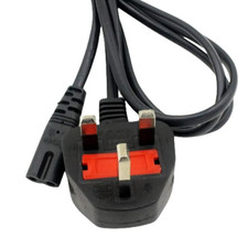 UK 3-Pin Plug to C7 Figure 8 Power Cable – 1.8m/6ft Lead Cord for Laptops & Elec picture