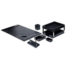 Desk Pad 9 Piece Bonded Leather Luxury Organization Set Black D1409 Dacasso picture