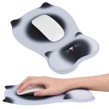 Black Ergonomic Mouse Pad Wrist Rest Soft Memory Foam Cushion Cute Cat Base picture
