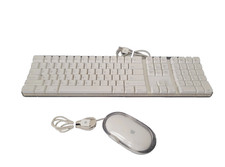 🍎 Genuine Apple A1048 USB Keyboard + M5769 Pro Mouse Clear White Vintage Mac picture