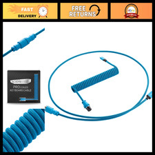 Coiled Keyboard Cable - Spectrum Blue USB A to C, 150cm, Custom Gaming Accessory picture