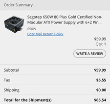 Segotep GN650W 650W 80 Plus Gold Non-Modular ATX PSU Black 6+2 PCIe picture