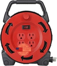 Carrete de cable de extensión con cable de alimentación de 30 pies, enrollable a picture