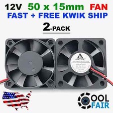 2 Pcs Gdstime 50mm x 50mm x 15mm 12v Cooling Fan DC Brushless Axial 5015  E34 picture