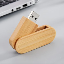 Custom Logo Wood Rotatable USB2.0 Flash Drives 32GB 64GB Pen Drive Memory Stick picture