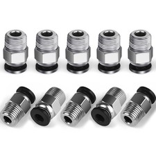 StLiSuYmx 10PCS Premium PC4-M10 Pneumatic Quick Connector 4mm, Silver picture