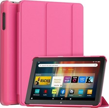 Slim Light Smart Trifold Stand Case for Fire HD 8 Tablet (10th/12th Gen) Raspber picture