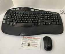 Rare Logitech K350 M510 Wireless Wave Ergonomic Keyboard W/ Mouse & USB Receiver picture