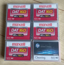 [ New ] MAXELL DAT 160 Digital Data Cartridge Tape lot of 5 & HP Cleaning Tape picture