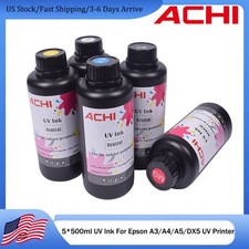 ACHI 5*500ml UV INK For Epson A3 A4 A5 UV Printer Neutral Ink CYMKW picture