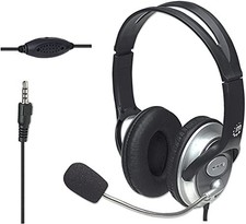 Wired Headset with Microphone, 8 ft Braided Cable, Volume Control, 3.5mm Jack picture