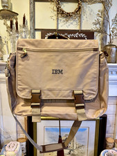 IBM vintage Beige Canvas Messenger Shoulder Laptop Bag in excellent condition. picture
