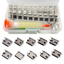 100-piece 10-Model Type-C USB 3.1 Charging Dock Port 100 Pcs Type-C, Silver picture