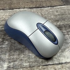 Vintage Microsoft Wireless Optical Mouse Blue X08-72982 Cordless RF Scroll Wheel picture