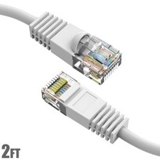 2FT Cat5E RJ45 Ethernet LAN Network UTP Patch Cable Snagless Gold 24AWG White picture