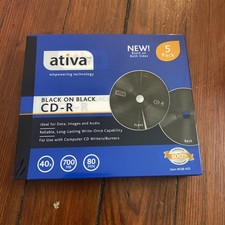 Ativa Blank Black on Black 2 sides CD-R Blank Discs 5 Pack 700MB 80 Min New picture