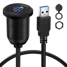 BATIGE Alloy Single Port USB 3.0 Dashboard Car Mount Flush 3ft, Black picture