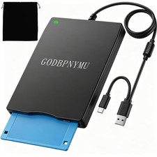 External 1.44MB USB C Floppy Disk Drive Reader Writer 2-in-1 with Cloth Bag picture