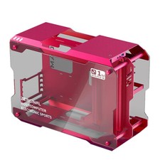 Aluminum Alloy Frame Tempered Glass Mini Computer Case Gaming ATX Matx PC Red picture