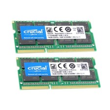 32GB 2X16GB Crucial DDR3L 1600MHz PC3L-12800 SODIMM Memory Ram CT204864BF160B picture