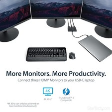 StarTech USB-C to Triple HDMI MST Hub 3 Port Monitor Splitter Adapter 4K Laptop picture