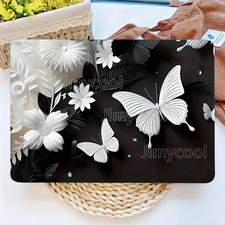 2x Elegant White Butterfly and Floral Design Laptop Scratch obstruction Sticker picture