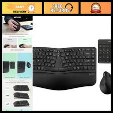 3-in-1 Wireless Ergonomic Keyboard & Vertical Mouse Combo - Quiet Keys, Numeric picture
